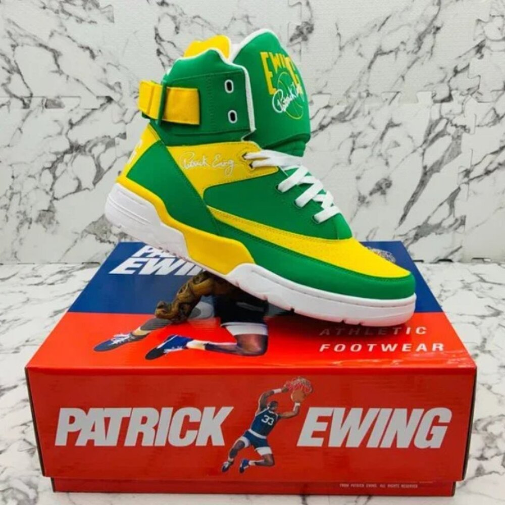 Men’s PATRICK EWING 33 HI Green | White | Lemon Sneakers NWT